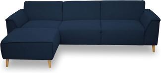 DOMO Collection Jules FK Eckgarnitur mit Federkernpolsterung, Eckcouch, Sofa in L-Form in skandinavischem Design, Ecke, dunkelblau, 159 x 268 cm