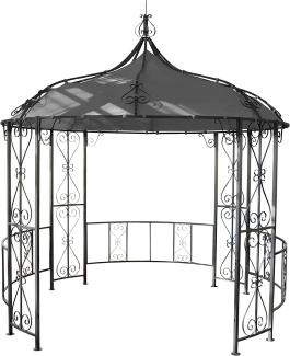 Pergola Almeria, Rundpavillon Garten Pavillon, stabiles Stahl-Gestell Ø 3m ~ grau