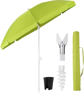 Sekey 160 cm Sonnenschirm Balkon mit Bodenhülse & Schutzhülle, Neigungs und Höhenverstellung, Sonnenschirm Strand für Balkon, Garten & Terrasse, Runder Sonnenschutz UPF 50+