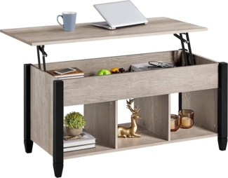 Yaheetech Couchtisch Höhenverstellbar Kaffeetisch mit Hebeplatte und verstecktem Stauraum Holz Beistelltisch Hubtisch Sofatisch für Wohnzimmer, Grau