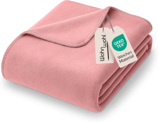 WOHNWOHL Kuscheldecke (150x200 cm) • Weiche Tagesdecke, Sofadecke, Wohndecke • Winterdecke • Ökotex Zertifizierte Baumwolldecke • Farbe: Altrosa