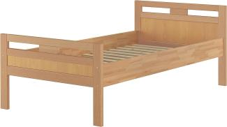 Erst-Holz Massivholzbett Seniorenbett Buche natur 100x200 Einzelbett Hohes Bett mit Rollrost 60. 74-10