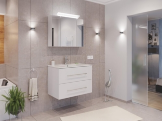 Badmöbel Set Firenze 80 2tlg. Spiegelschrank Softclose weiß hochglanz : Weiss hochglanz