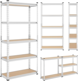 Yaheetech 5-stufiges Lagerregal Schwerlastregal mit verstellbaren Regalböden 75 x 30 x 153 cm Kellerregal Standregal Steckregal je Fach bis 175kg belastbar, Silbern