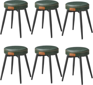 Vasagle Esszimmerstühle (6 St), Sitzhocker, EKHO Series, Kunstleder, 48,2 cm hoch, waldgrün