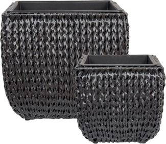 Set mit 2 Blumentöpfen BERBERIS PE Rattan 34 45 cm Schwarz