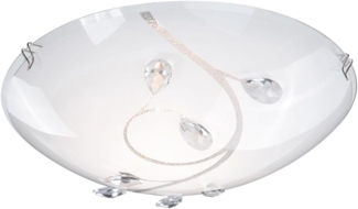 GLOBO Deckenleuchte Wohnzimmer Deckenlampe Kristalle Rund 25 cm Glas 40404-1