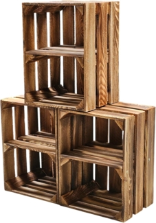 Obstkiste Holzkiste Weinkiste 40 x 30 x 25 cm 3er SET Geflammt Boden