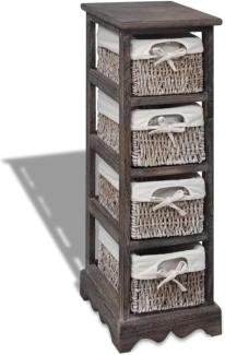 vidaXL Korbregal Holz mit 4 Körben Braun 240800