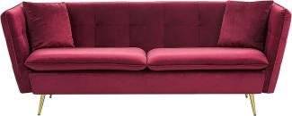 3-Sitzer Sofa Samtstoff dunkelrot FREDERICA