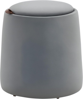 HOMCOM 2-in-1 Ottomane Sitzhocker Runde Polsterhocker Fußbank inklusive Stauraum, abnehmbaren Deckel in Samtoptik Beistelltisch für Wohnzimmer Schlafzimmer Grau Ø44x47,5 cm