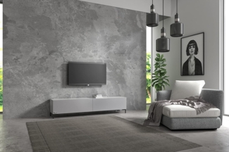 Wuun® TV-Board Lowboard Wohnwand TV-Bank Somero / 140cm /Perl-Matt-Grau/Vita Schwarz