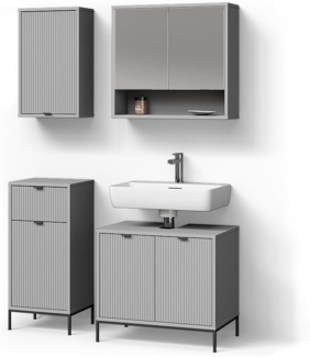 Livinity® Badmöbel-Set ATERNO, Grau, 4 Teile