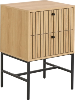 ACTONA GROUP Nachttisch Albany, Eiche-Optik, Lamellenfront, 2 Schubladen, B: 45,6 cm