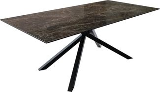 Outdoortisch Edge 200x100 cm Keramik Emperador Extra Lucidato Dunkelbraun Kreuzgestell Rechteck Schwarz