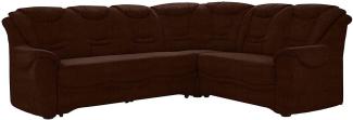 Cavadore Ecksofa Bansa mit Federkern / Polstercouch im klassischen Design / 265 x 94 x 215 / Mikrofaser Braun
