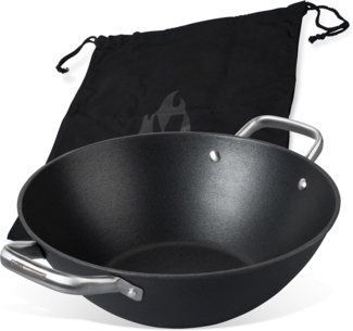 FMprofessional Wok Force aus Gusseisen 28 cm – Bratpfanne mit Antihaftbeschichtung