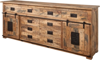 Massivmoebel24 Sideboard (Sideboard Mango 200 x 45 x 90 natur lackiert RAILWAY #122)