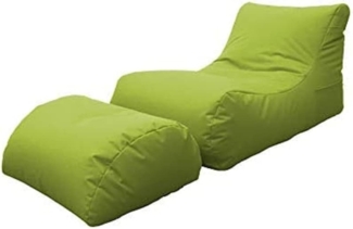 Dmora Moderne Wohnzimmer-Chaiselongue, Made in Italy, Sessel mit Nylon-Fußstütze, Gepolsterter Sitzpuff für Schlafzimmer, 120x80h60 cm, Grüne Farbe