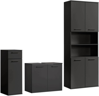 mokebo Badmöbel-Set Der Steuermann, (3-teilig), Unterschrank, Beistellschrank & Hochschrank in Schwarz