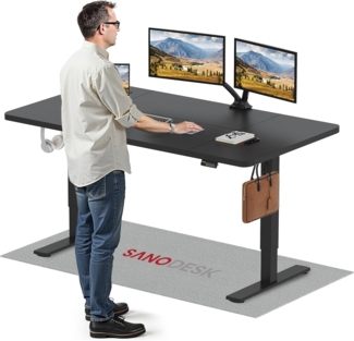 SANODESK Elektrischer Höhenverstellbarer Schreibtisch L-förmiger Schreibtisch Höhenverstellbar Memory Funktion und Haken für Heimbüro Homeoffice und Hause(160x75 cm, schwarz)
