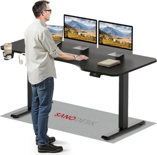 SANODESK Elektrischer Höhenverstellbarer Schreibtisch L-förmiger Schreibtisch Höhenverstellbar Memory Funktion und Haken für Heimbüro Homeoffice und Hause(160x75 cm, schwarz)