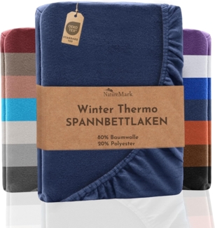 NatureMark Spannbettlaken Winter Thermo Fleece Spannbettlaken, 80% Baumwolle und 20% Polyester, Gummizug: rundum, (1 Stück), 180x200 cm bis 200x200 cm - Navy blau