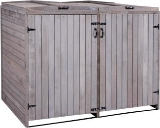 XL 2er-/4er-Mülltonnenverkleidung HWC-H74, Mülltonnenbox, erweiterbar 126x158x98cm Holz FSC® ~ anthrazit-grau