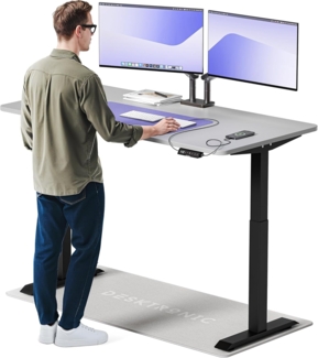 Höhenverstellbarer Schreibtisch (160x80 cm) - Sitz- & Stehpult mit Ladebuchsen - Schreibtisch Höhenverstellbar Elektrisch Touchscreen & Stahlfüßen - Schreibtisch Höhenverstellbar von Desktronic