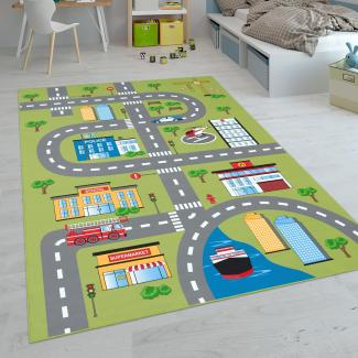 Paco Home Kinderteppich Teppich Kinderzimmer Spielteppich Junge Mädchen Modern rutschfest, Grösse:240x340 cm, Farbe:Grün 3