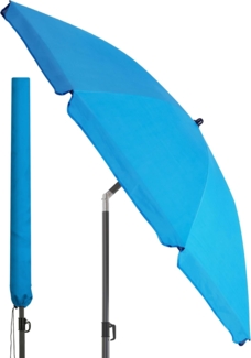 4smile Strandschirm SunnyJoy, Ø 180 cm Blau - UPF 50+ Sonnenschirm Strand, Sonnenschirm Balkon - Strandschirm windfest stabil, Balkon-Schirm mit Hülle, Gartenschirm