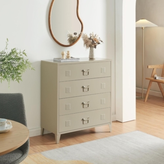 Metallschrank Hämeenlinna mit 4 Schubladen 80x40x92 cm Kamelfarben [en. casa]