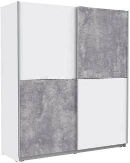 Schwebetürenschrank Wibold 4 weiß Betondekor 170 x 191 x 61 cm Schrank mit Dämpfungsbeschlägen