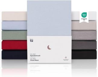 Blumtal® Premium Topper Spannbettlaken 180x200 cm Jersey - Oeko-TEX zertifiziertes Spannbettlaken Topper 180x200 Baumwolle - Spannbettlaken 180x200 cm Topper/Bettlaken Topper 180x200 in Hellblau