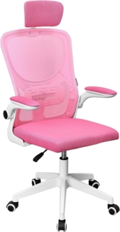 MARSGAMING MGC-ERGOPLUS, Professioneller Ergonomischer Stuhl, Dynamische Lendenwirbelstütze, Atmungsaktives Netz, Höhenverstellbar 115 und 125cm, Klappbare Armlehnen, Verstellbare Kopfstütze, Rosa