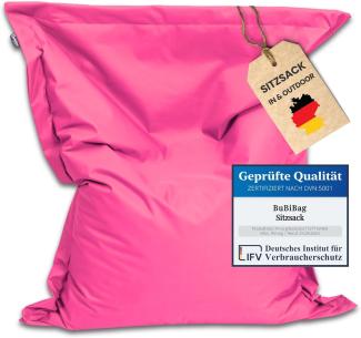 BuBiBag XXL Sitzsack, Outdoor Sitzsäcke für Kinder und Erwachsene, Bodenkissen Beanbag Fatboy wetterfest (Pink 190x145cm)