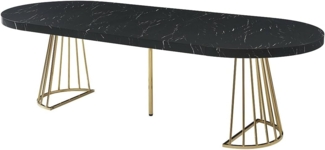 Vente-unique - Esstisch ausziehbar - 2 bis 12 Personen - MDF & Stahl - Marmor-Optik Schwarz & Goldfarben - FIRELA