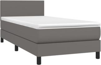 vidaXL Boxspringbett mit Matratze Grau 90x200 cm Kunstleder 3140985