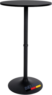 DELUKE® Stehtisch rund Ø 60cm BERLI - Aluminium Gestell | Bistrotisch Gastro Bartisch rund Hoher Tisch Hochtisch, 108x60cm HxB, Schwarz-Schwarz