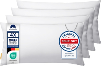 Gentle North Kopfkissen (40x60 cm groß) - 4er Set Kissen für Bett und als Dekokissen - Mit Reißverschluss für Füllung - Sofakissen - Zierkissen für Couch und Sofa - Ökotex - Waschbar bis 60° - Weiß