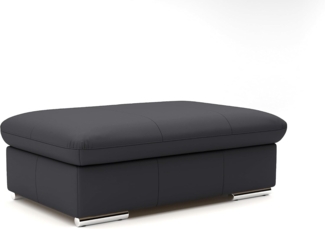 CAVADORE Echtleder-Hocker Valerie / Polsterhocker mit Metallfüßen als Beistellhocker, Fußhocker, Sitzgelegenheit, Couchtisch / 102 x 43 x 68 / Leder Schwarz