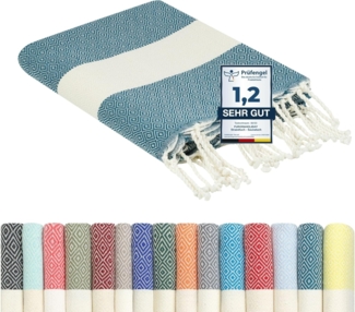 furora HOLIDAY Strandtuch groß 100x200 cm Strand Tuch, aus Baumwolle, Hamamtuch Badetuch, leicht, lang, dünn & kompakt