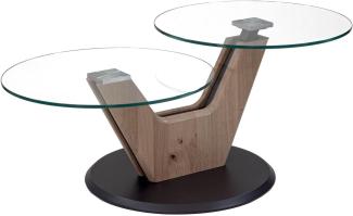 Couchtisch Cathe 110x60x45 höhenverstellbar Wildeiche Bianco/Klarglas 16210