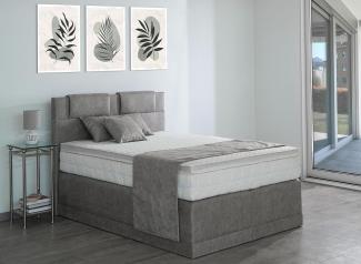 AUKONA| Boxspringbett Hanna Fango 90x200 | 7- Zonen Taschenfederkern Matratze, mit Komfortschaumtopper