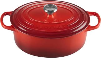 Le Creuset Signature Gusseisen-Bräter mit Deckel, Ø 25 cm, Oval, Für alle Herdarten und Induktion geeignet, Volumen: 3,2 l, 3,672 kg, Kirschrot, 21178250602430