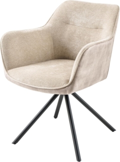 riess-ambiente Polsterstuhl VERONA champagner beige / schwarz (Einzelartikel, 1 St), Esszimmer · Samt · Metall · mit Armlehne · 180° drehbar · Design
