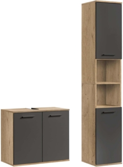 mokebo Badmöbel-Set Der Steuermann, (2-teilig), Unterschränk & 2 Hochschränke fürs Bad in Schwarz