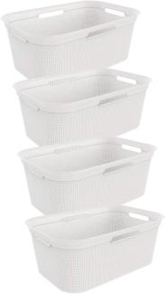 ROTHO Wäschekorb 4er-Set Wäschekorb BRISEN 41 l, flexibel & modern mit 4 Griffen (Wäschekorbset, 4er-Set), Belüftete Rattanstruktur verhindert Gerüche & sorgt für Frische