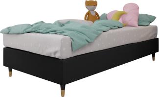 Boxspringbett Sauro Gold für Wandpaneel, Schwarz, 80x200 cm