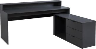 Vente-unique - Gaming-Eckschreibtisch mit Stauraum & LEDs - MDF - Grau - NEHA